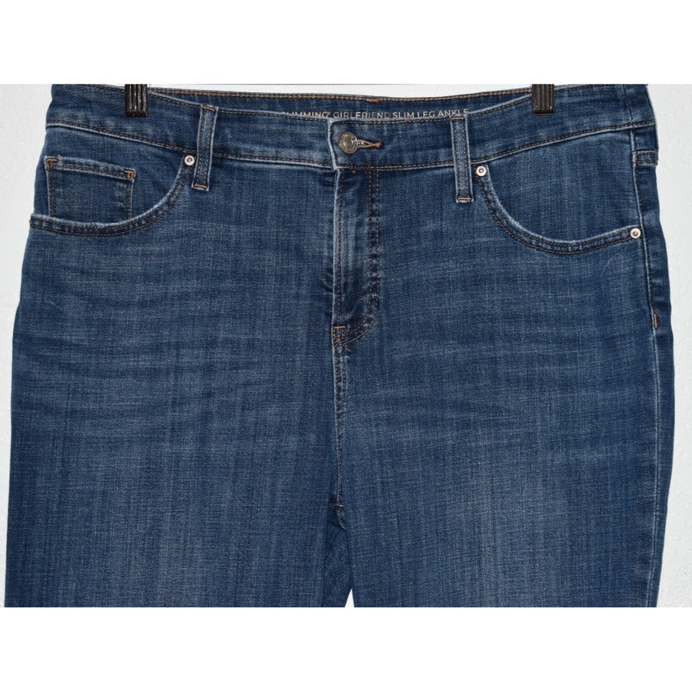 Chicos 2R/12 So Slimming Girlfriend Slim Leg Ankle Jeans Blue 5-Pocket Raw Hem - Picture 4 of 16